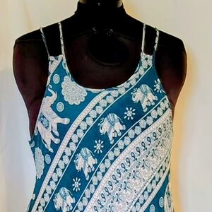 Teal Elephant-Print Spaghetti-Strap Camisole